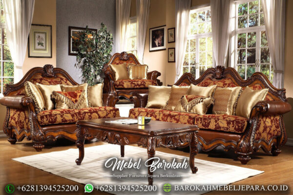 Sofa Mewah Jati Klasik Natural Salak Brown Color MB-46