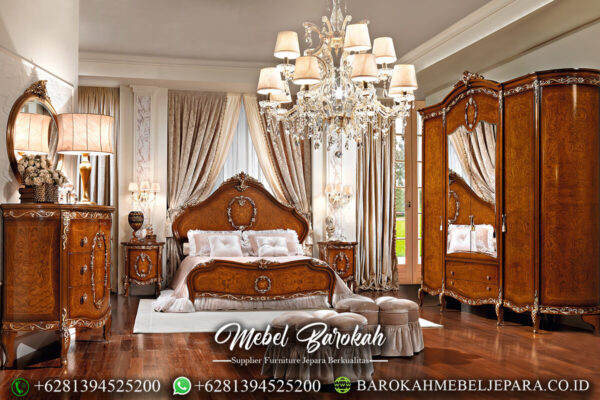 Tempat Tidur Mewah Jati Klasik Luxury Natural Combine Color MB-11